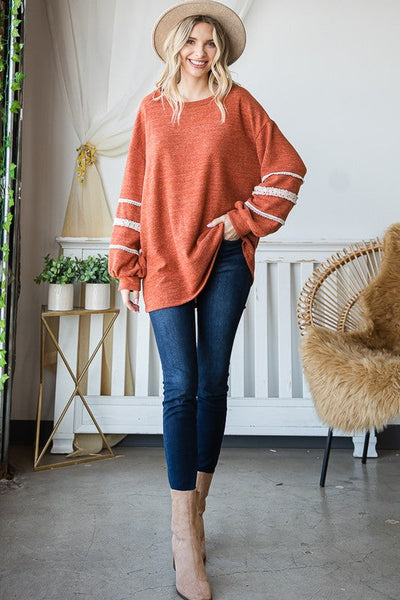 SLEEVE WITH TWEED TRIM TUNIC
