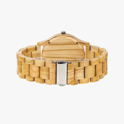 Jacki Easlick Floral Skull Italian Olive Lumber Wooden Watch