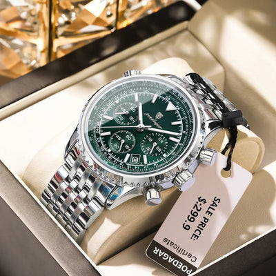 POEDAGAR Business Man Watch Chronograph Date Waterproof Luminous Men's