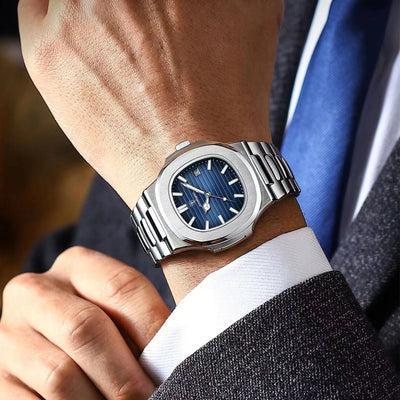POEDAGAR Square Luxury Men Wristwatch Waterproof Luminous Date