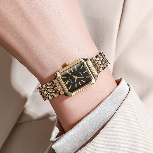 Luxury Women Watches Fashion Rectangle Ladies Steel Band Quartz Watch