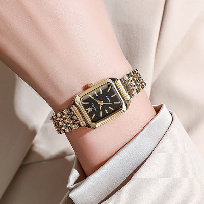 Luxury Women Watches Fashion Rectangle Ladies Steel Band Quartz Watch