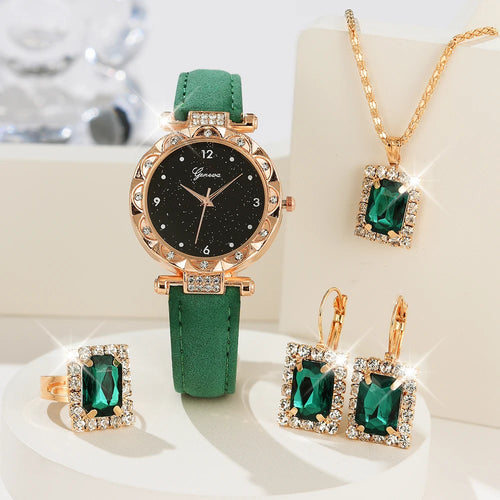 Womens Watches 5Pcs Set Luxury Rhinestone Women Fashion Elegant