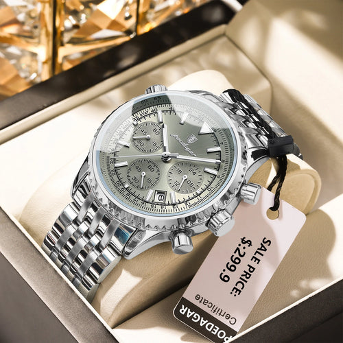 POEDAGAR Business Man Watch Chronograph Date Waterproof Luminous Men's