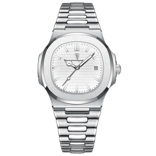 POEDAGAR Square Luxury Men Wristwatch Waterproof Luminous Date