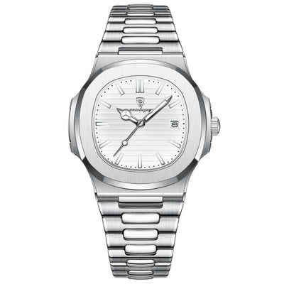 POEDAGAR Square Luxury Men Wristwatch Waterproof Luminous Date