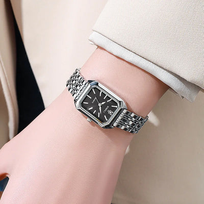 Luxury Women Watches Fashion Rectangle Ladies Steel Band Quartz Watch
