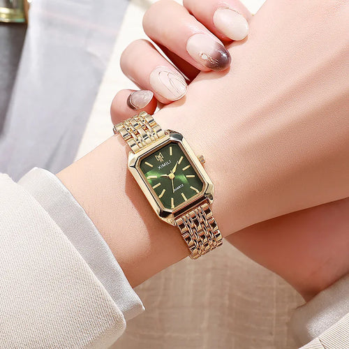 Luxury Women Watches Fashion Rectangle Ladies Steel Band Quartz Watch
