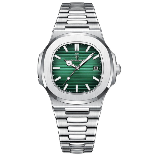 POEDAGAR Square Luxury Men Wristwatch Waterproof Luminous Date