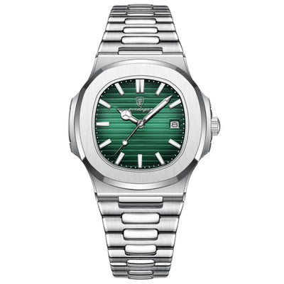 POEDAGAR Square Luxury Men Wristwatch Waterproof Luminous Date