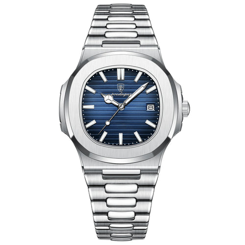 POEDAGAR Square Luxury Men Wristwatch Waterproof Luminous Date