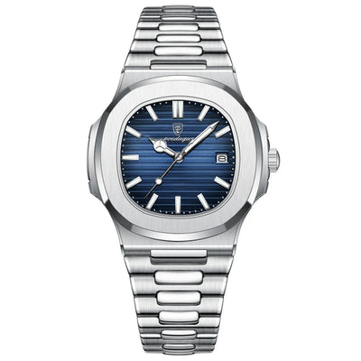 POEDAGAR Square Luxury Men Wristwatch Waterproof Luminous Date
