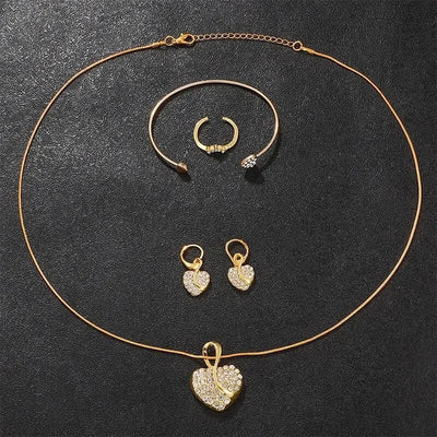 Women's Quartz Watch Gold Luxury Women Ring Necklace Earring