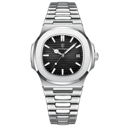 POEDAGAR Square Luxury Men Wristwatch Waterproof Luminous Date