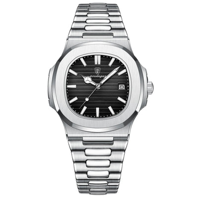 POEDAGAR Square Luxury Men Wristwatch Waterproof Luminous Date