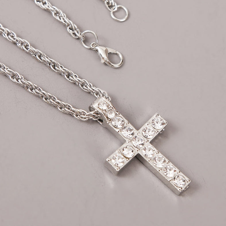 Cross Pendant Necklaces For Women Men Punk Hiphop Rope Chain On Neck