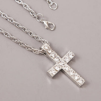 Cross Pendant Necklaces For Women Men Punk Hiphop Rope Chain On Neck